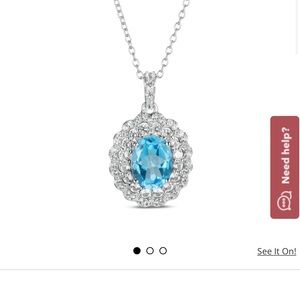 Blue Topaz & White Lab-Created Sapphire Necklace